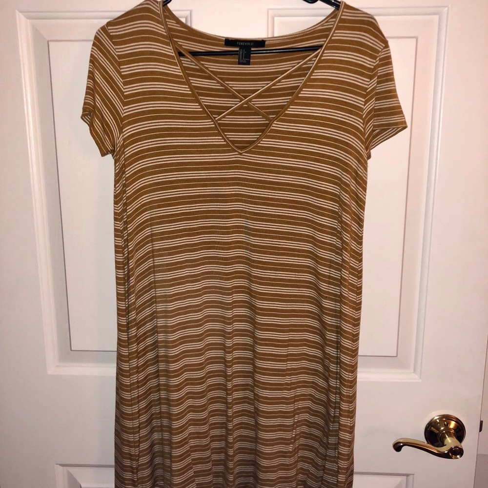 Yellow/white striped flowy dress